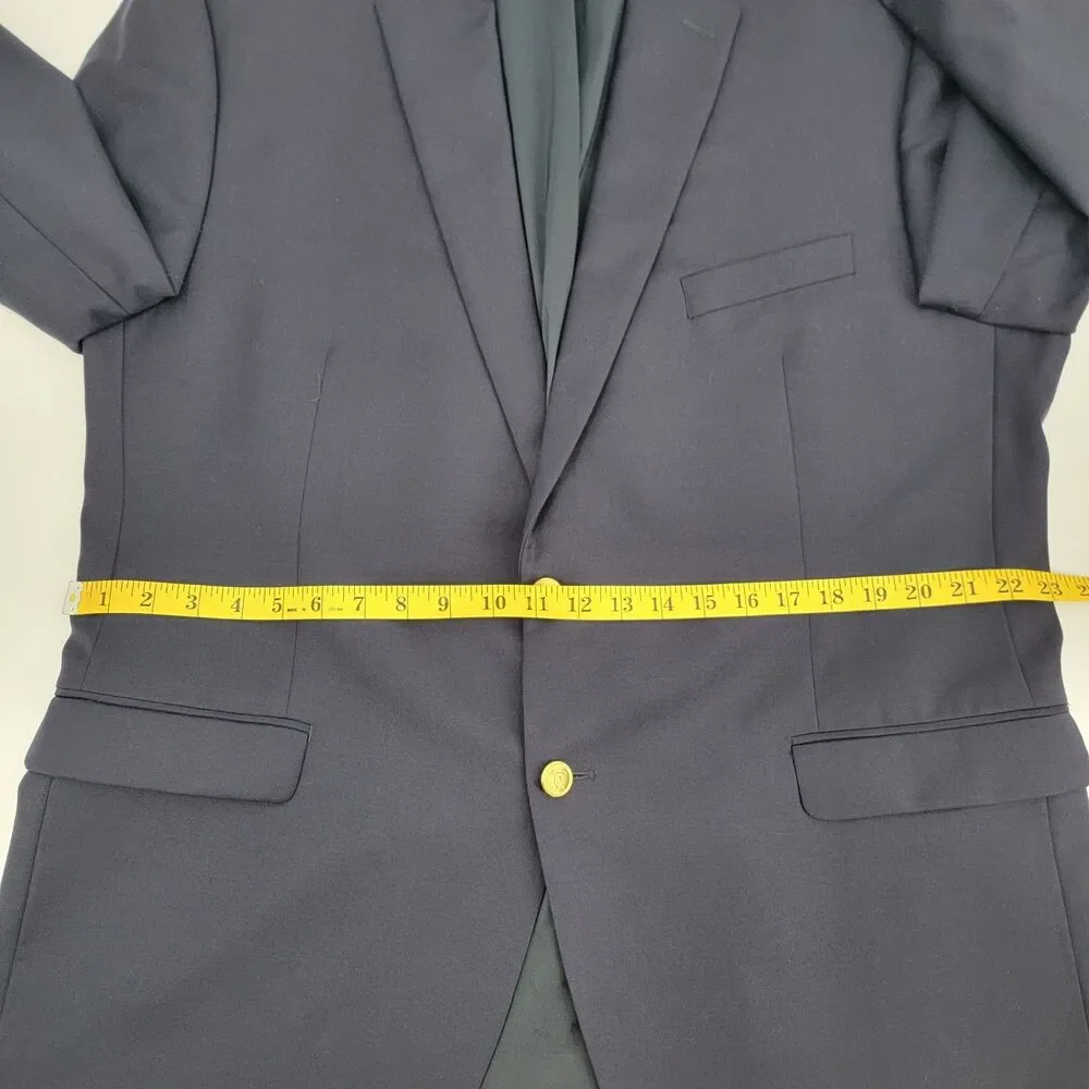Lauren Ralph Lauren Mens 46R Navy Blue 100% Wool 1-Vent Gold Buttons Sport Coat